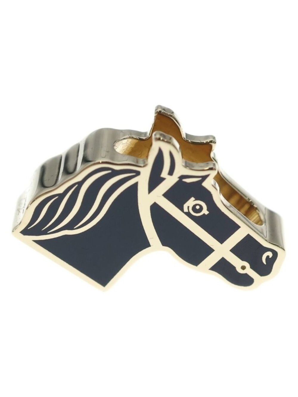 Hermes Cadrige Twilly Ring Scarf Gold Black - Picture 2 of 6